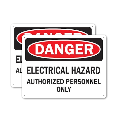 Signmission Electrical Hazard Authorized Personnel Only Danger Sign, Plastic, 24in W x 18in L, 2PK OS-2PACK-DS-P-1824-L-19339
